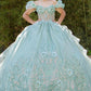 Super Long Off Shoulder Quinceanera Dress by Cinderella Couture USA AS8330J