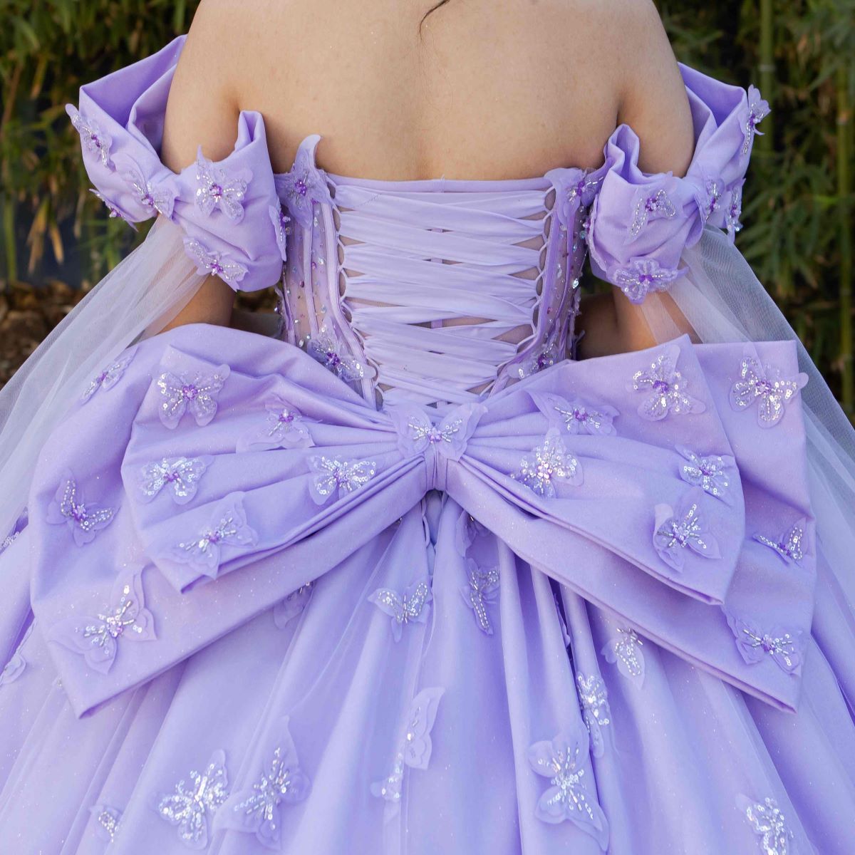 Beadwork Butterfly Sleeve Quinceanera Dress by Cinderella Couture USA AS8350J