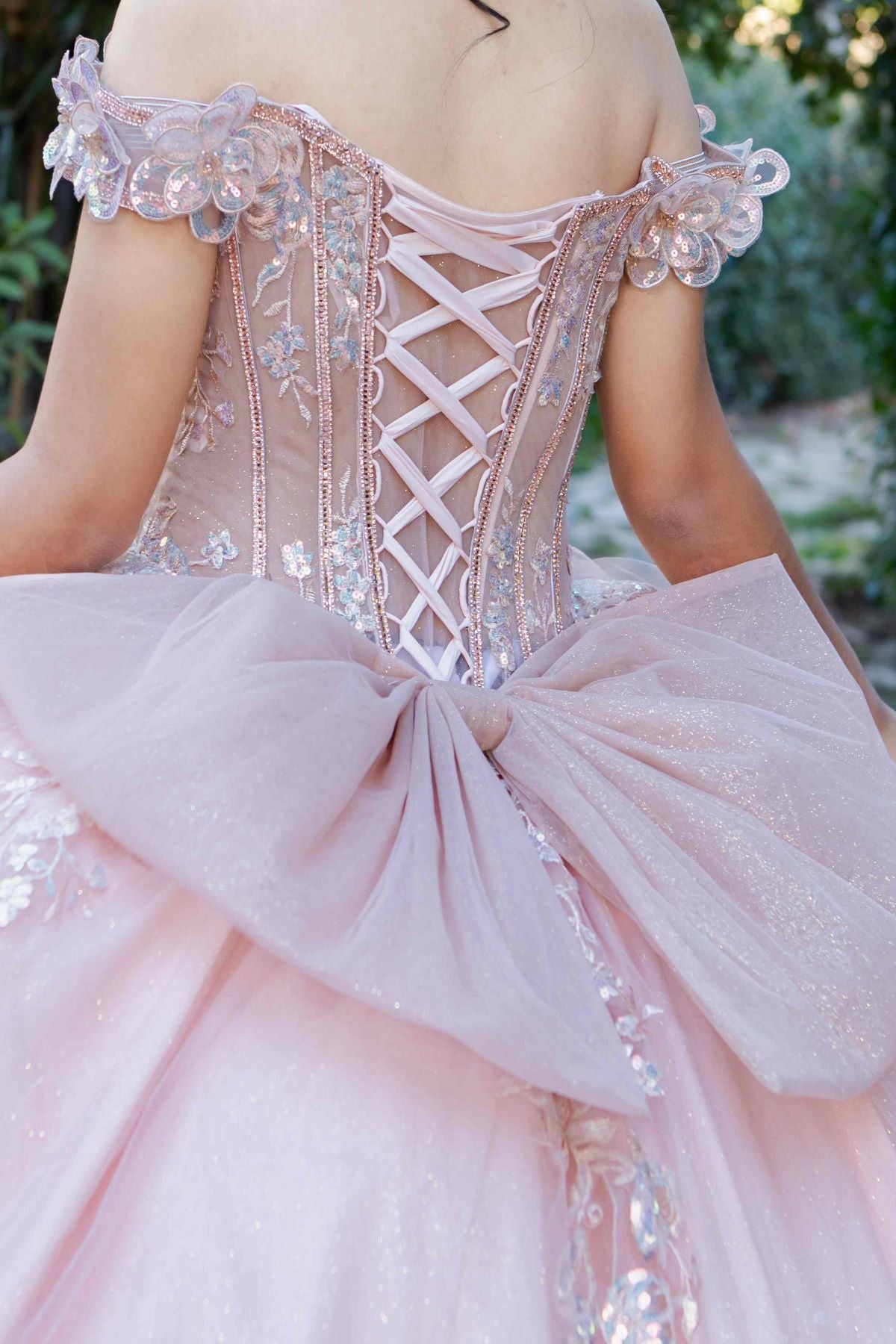 Floral Appliques Off Shoulder Quinceanera Dress by Cinderella Couture USA AS8370J