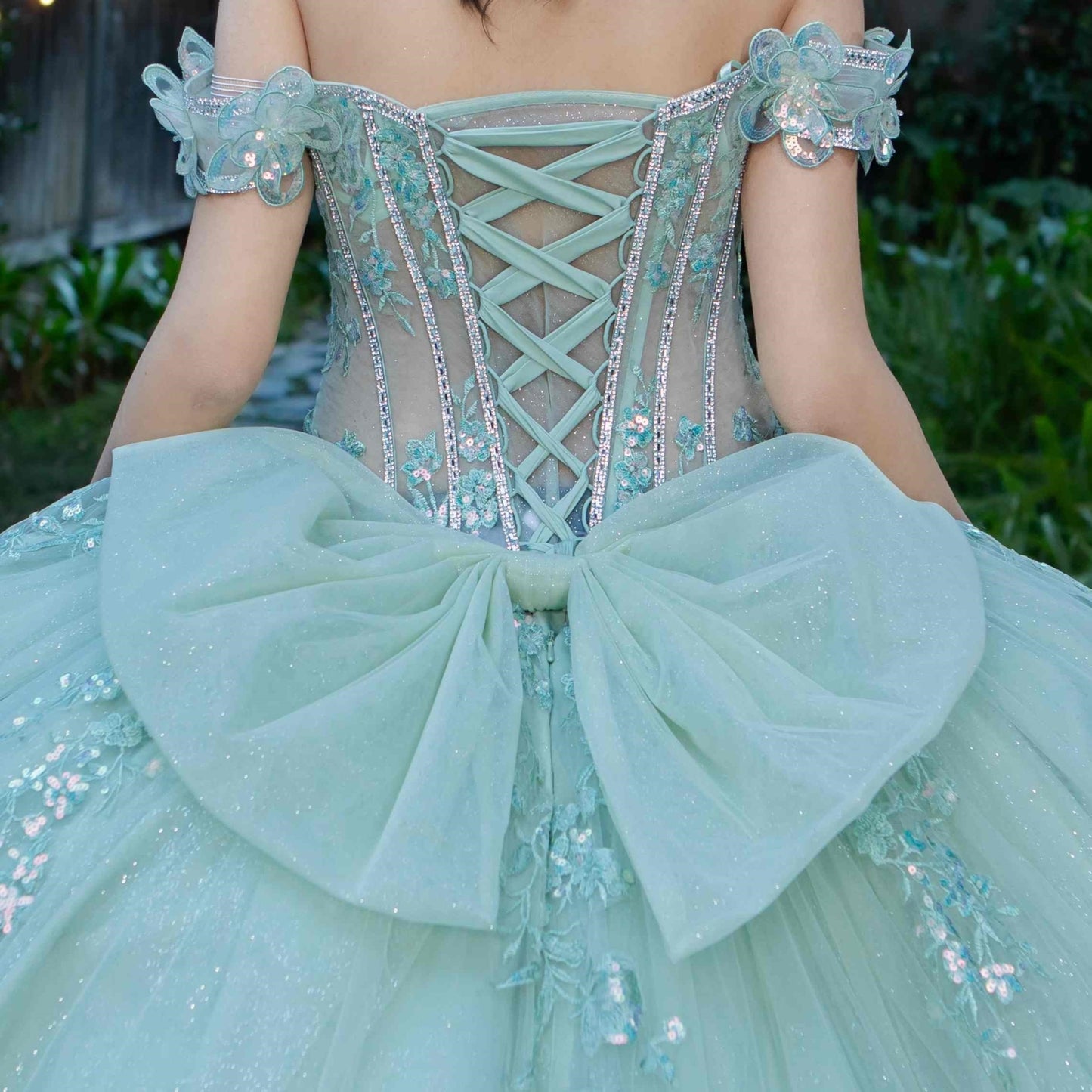 Floral Appliques Off Shoulder Quinceanera Dress by Cinderella Couture USA AS8370J