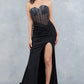 Strapless Sparkle Leg Slit Dress by Cinderella Couture USA AS8443J