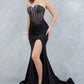 Strapless Sparkle Leg Slit Dress by Cinderella Couture USA AS8443J