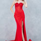 Strapless Sparkle Leg Slit Dress by Cinderella Couture USA AS8443J