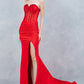 Strapless Sparkle Leg Slit Dress by Cinderella Couture USA AS8443J