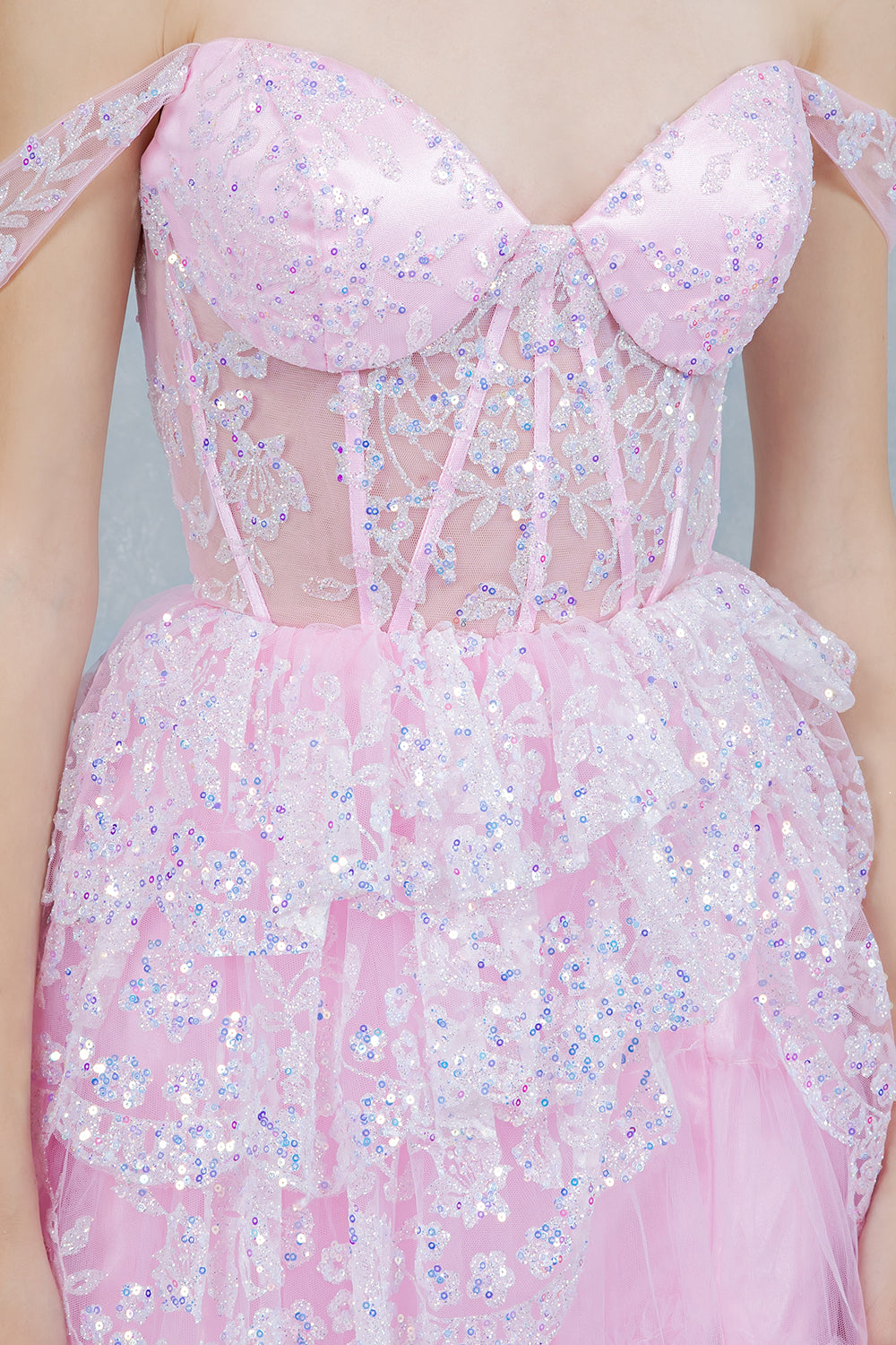 Off Shoulder Ruffled A-Line Dress by Cinderella Couture USA AS8499J