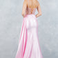 Floral Corset Drape Leg Slit Dress by Cinderella Couture USA AS8593J