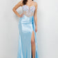 Floral Corset Drape Leg Slit Dress by Cinderella Couture USA AS8593J