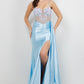 Floral Corset Drape Leg Slit Dress by Cinderella Couture USA AS8593J