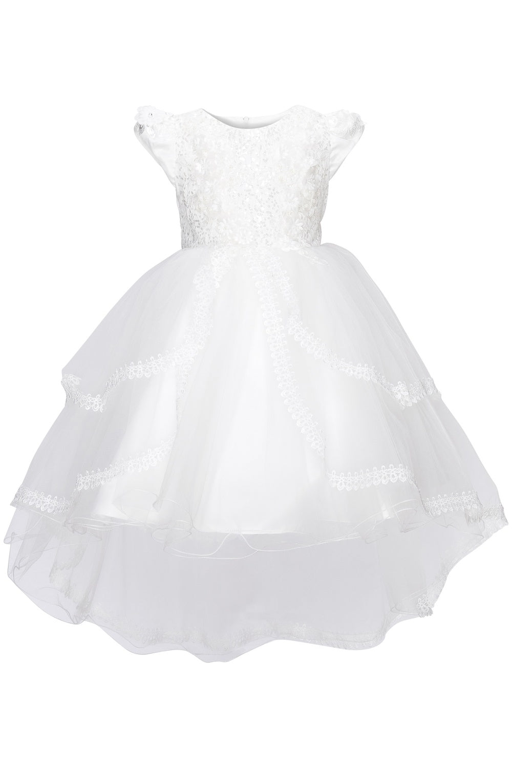 girl dresses size 7-8 Sequin Cap Sleeve Flower Girl Dress by Cinderella Couture USA AS9123 12 / White