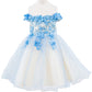 Off Shoulder Glitter Tulle Flower Girl Dress by Cinderella Couture USA AS9130