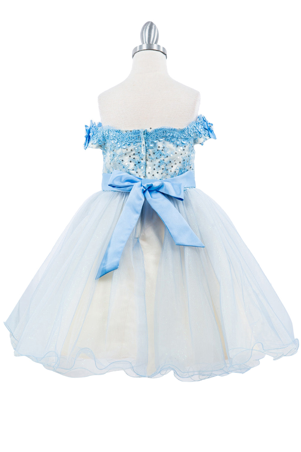 Off Shoulder Glitter Tulle Flower Girl Dress by Cinderella Couture USA AS9130