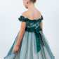 Off Shoulder Glitter Tulle Flower Girl Dress by Cinderella Couture USA AS9130