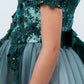 Off Shoulder Glitter Tulle Flower Girl Dress by Cinderella Couture USA AS9130
