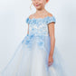 Off Shoulder Glitter Tulle Flower Girl Dress by Cinderella Couture USA AS9130