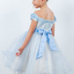 Off Shoulder Glitter Tulle Flower Girl Dress by Cinderella Couture USA AS9130
