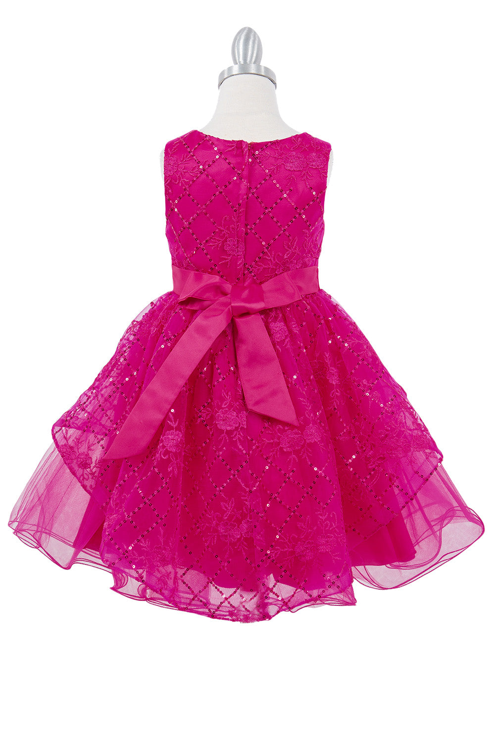 chinese dress ladies Straps Fuchsia Sequin Layered Formal Dress with Slit main image 1