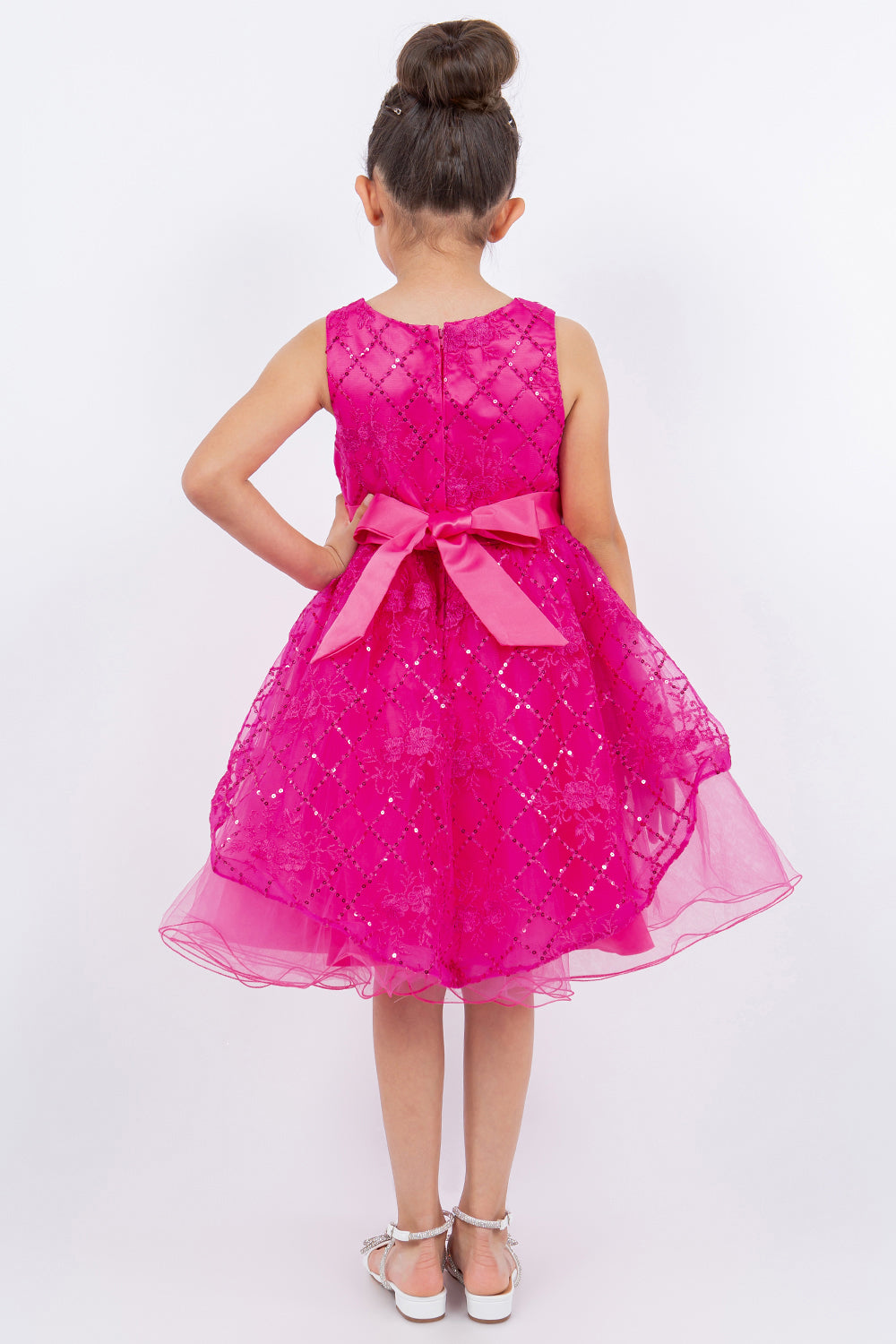 Sleeveless Sequin Layered Girl Party Dress by Cinderella Couture USA AS9131 4 / Fuchsia