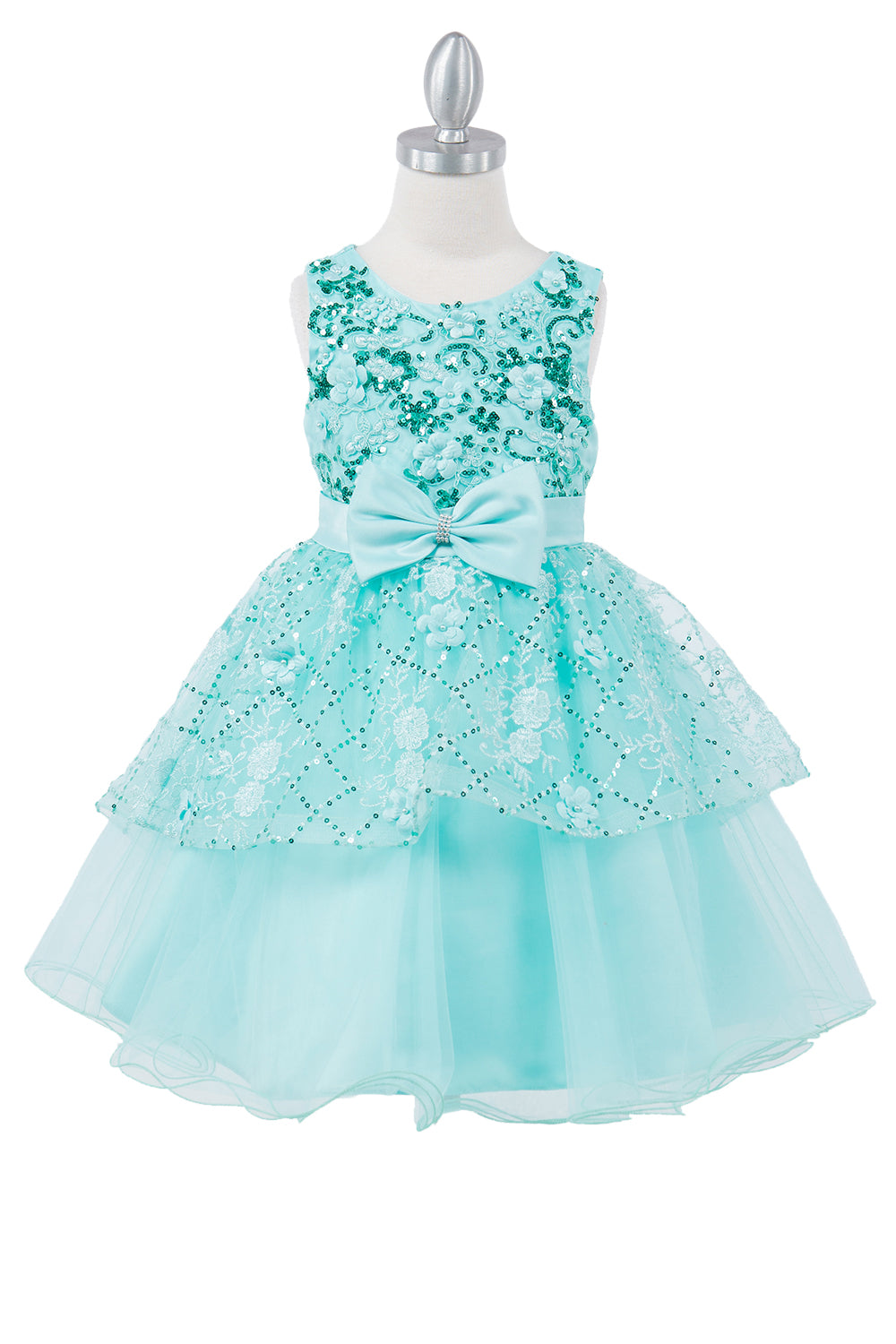 Sleeveless Sequin Layered Girl Party Dress by Cinderella Couture USA AS9131 4 / Fuchsia