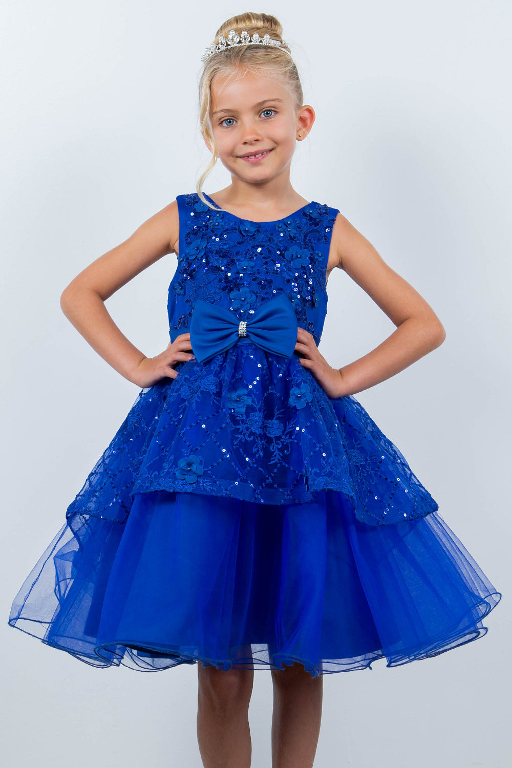 Sleeveless Sequin Layered Girl Party Dress by Cinderella Couture USA AS9131