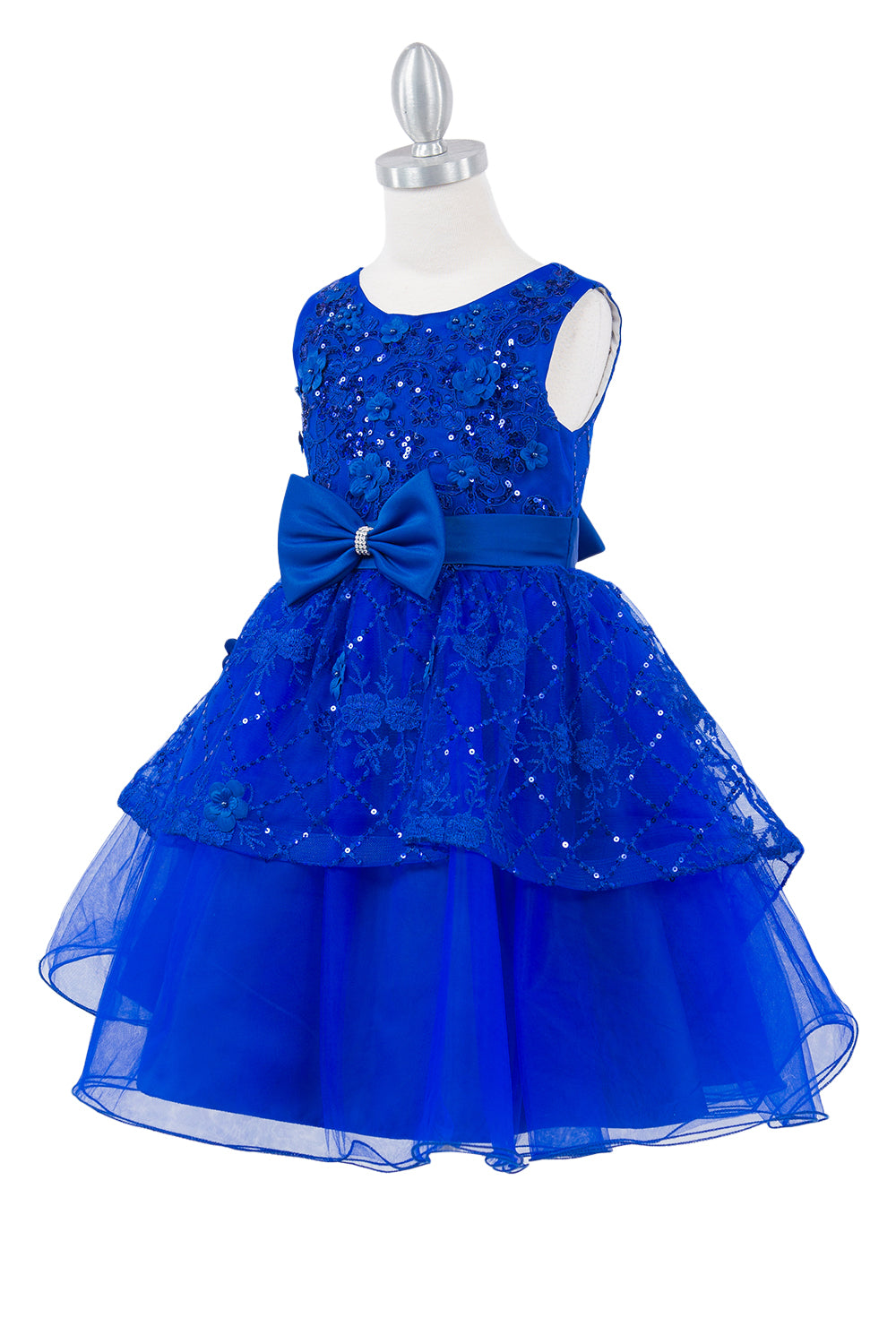 Sleeveless Sequin Layered Girl Party Dress by Cinderella Couture USA AS9131