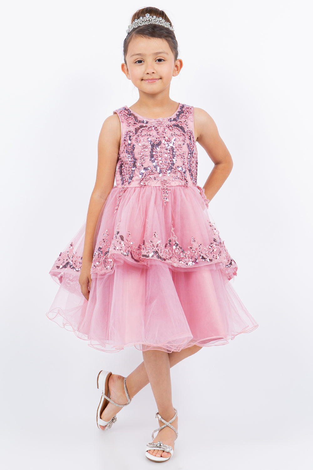 Embellished Sleeveless A-Line Girl Party Dress by Cinderella Couture USA AS9132