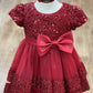 Sequin Stretch Velvet Ribbon Baby Dress by Cinderella Couture USA AS9137B