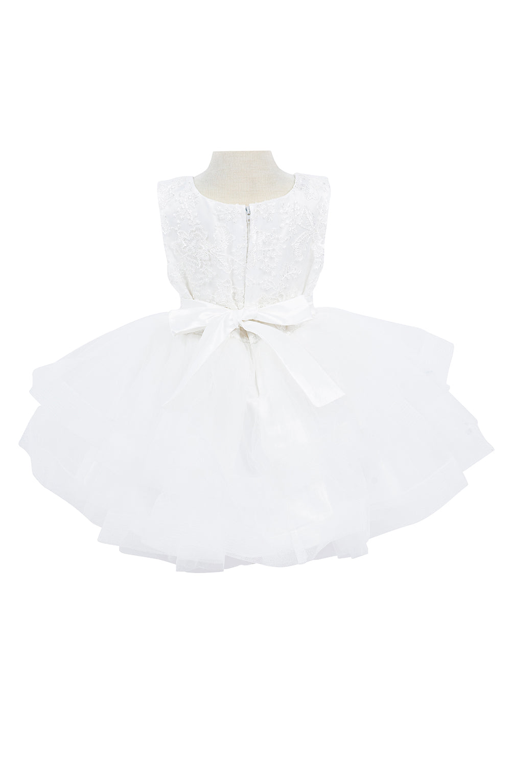 Elegant Sleeveless Lace with Faux Flower Baby Dress by Cinderella Couture USA AS9138B