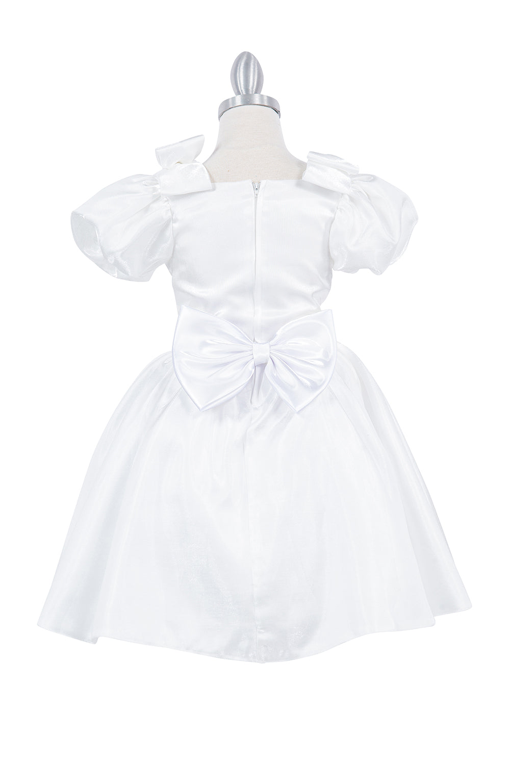 Cute Ribbon Puff Sleeve Flower Girl Dress by Cinderella Couture USA AS9144 8 / Ivory