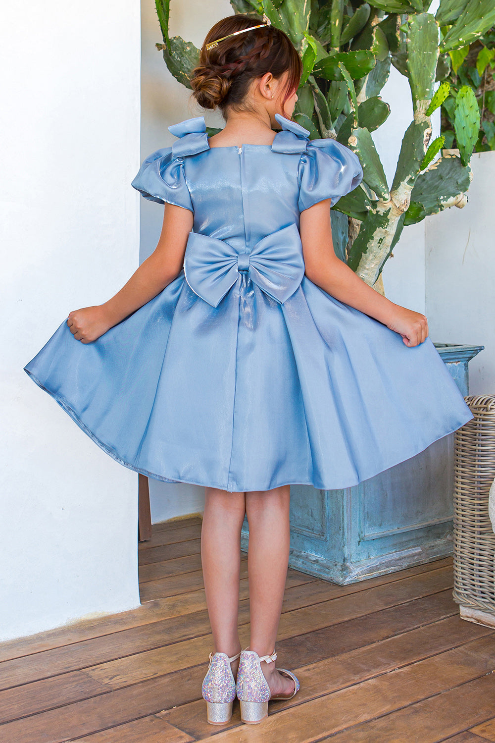 Cute Ribbon Puff Sleeve Flower Girl Dress by Cinderella Couture USA AS9144 8 / Ivory