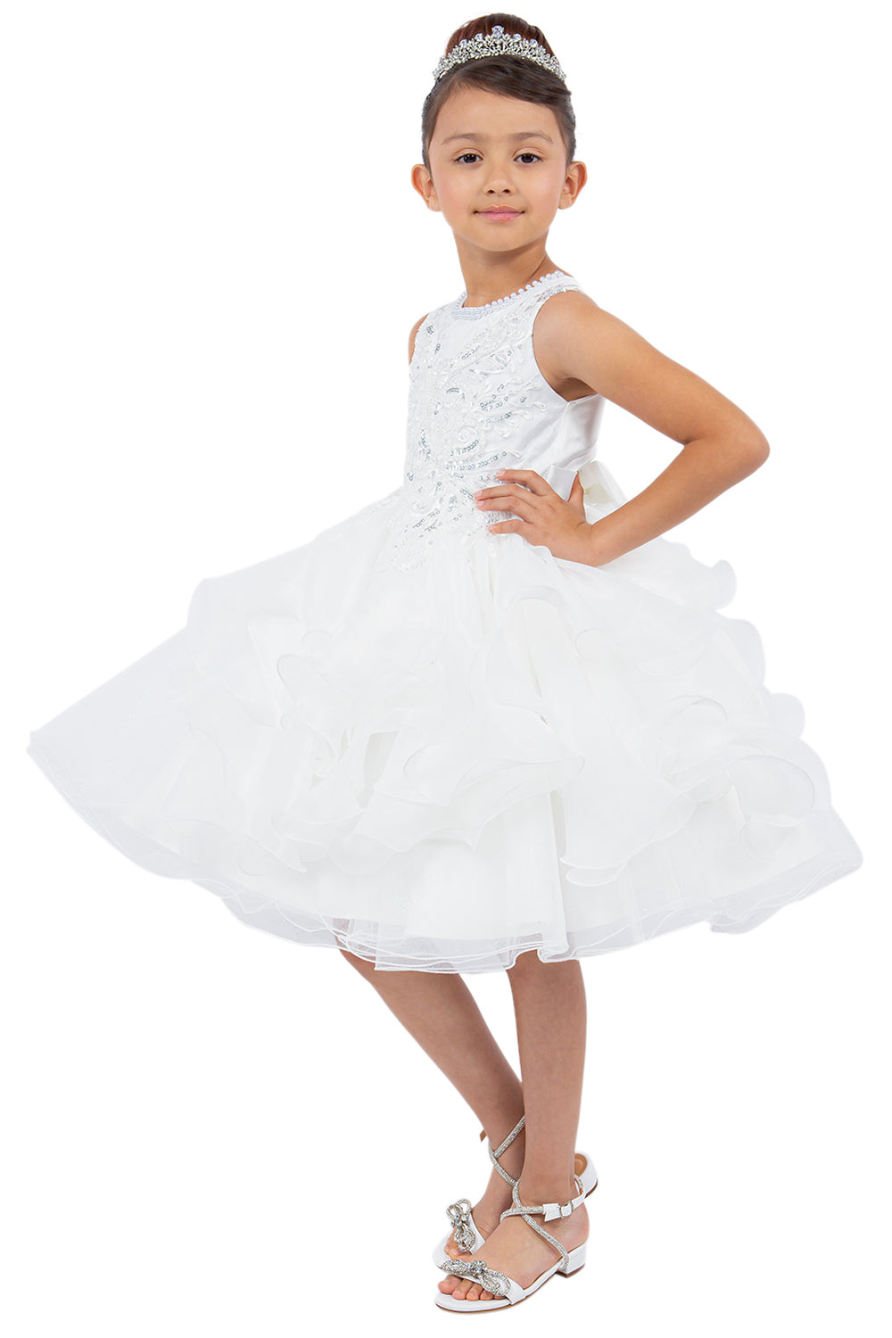 Sparkling Sequin Lace Tulle Flower Girl Dress by Cinderella Couture USA AS9152