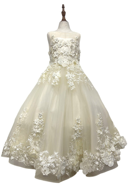Beautiful Illusion Tulle Flower Girl Dress by Cinderella Couture USA AS9153 8 / Ivory Beautiful Illusion Tulle Flower Girl Dress by Cinderella Couture USA AS9153 8 / Ivory