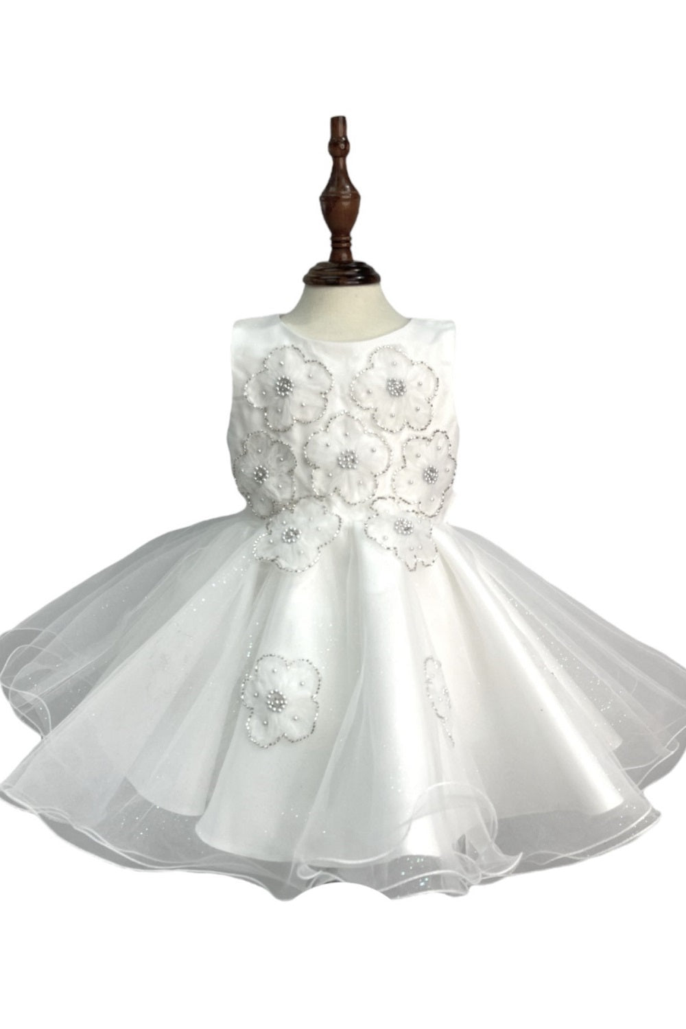 Satin Daisy Sequin Tulle Baby Dress by Cinderella Couture USA AS9154B