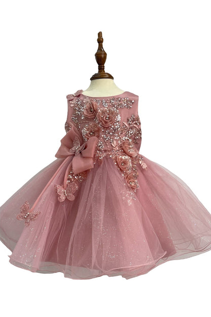 3D Ribbon Flower Crystal Tulle Girl Communion Dress by Cinderella Couture USA AS9166B