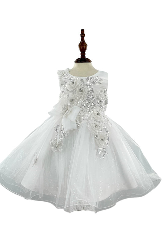 3D Ribbon Flower Crystal Tulle Girl Communion Dress by Cinderella Couture USA AS9166B