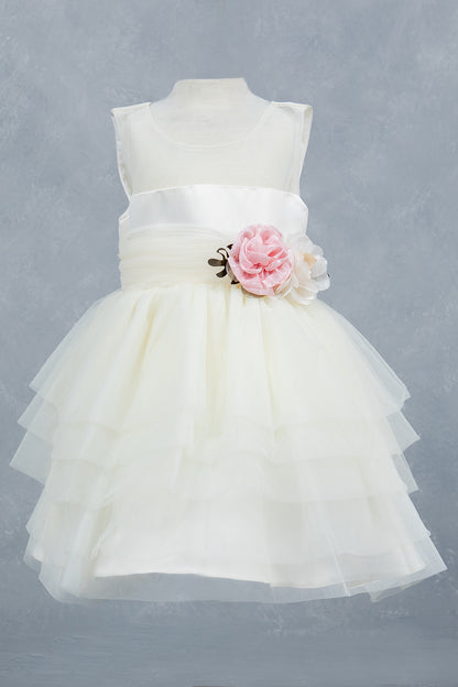 Sleeveless Layered Tulle Round Neck Girl Communion Dress by Cinderella Couture USA AS9175B