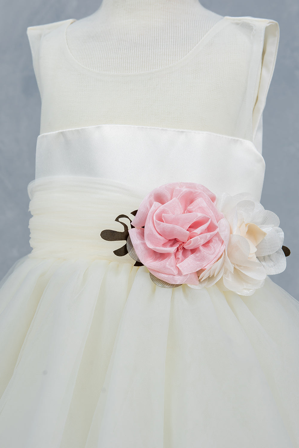 Sleeveless Layered Tulle Round Neck Girl Communion Dress by Cinderella Couture USA AS9175B