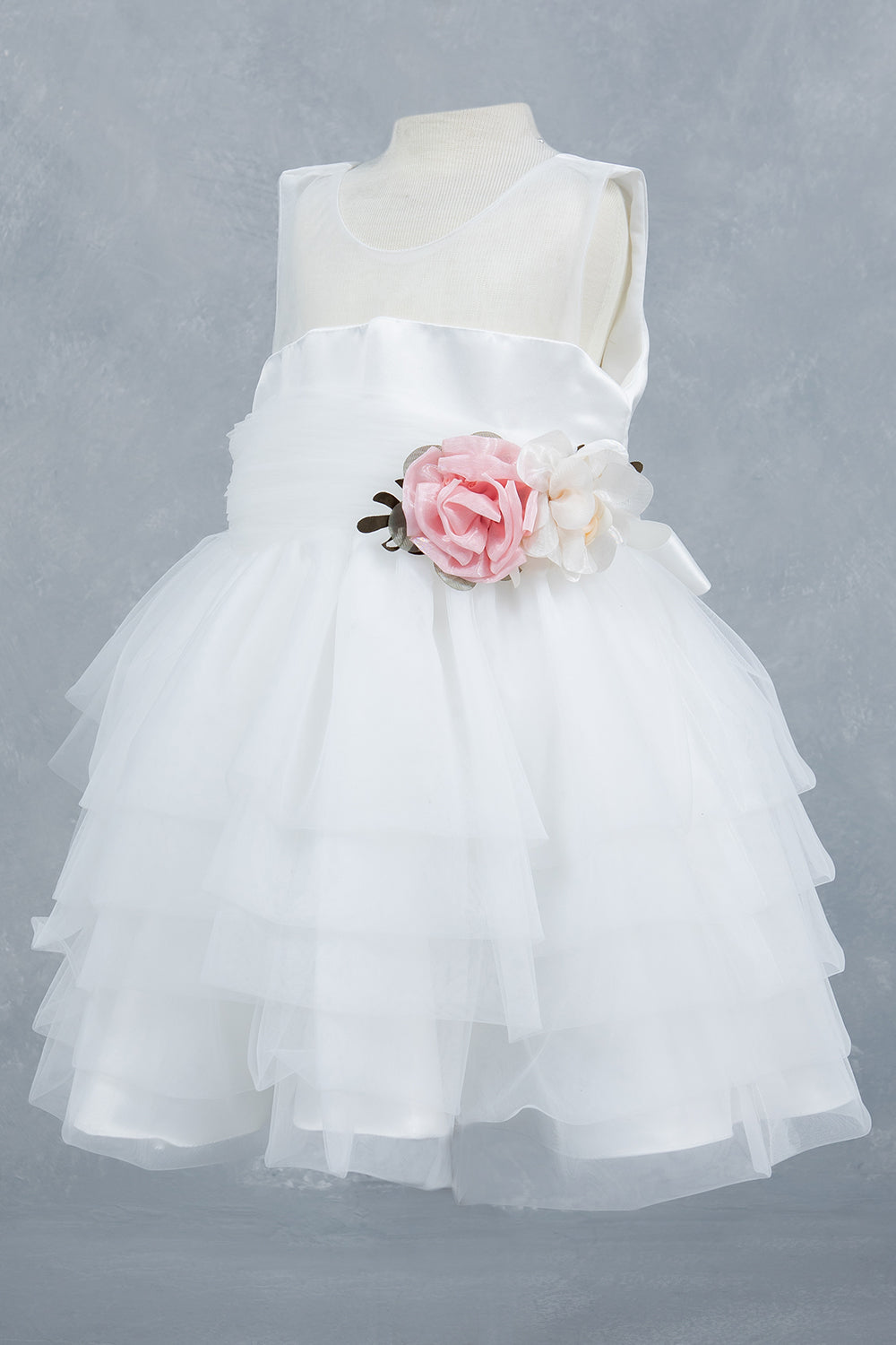 Sleeveless Layered Tulle Round Neck Girl Communion Dress by Cinderella Couture USA AS9175B