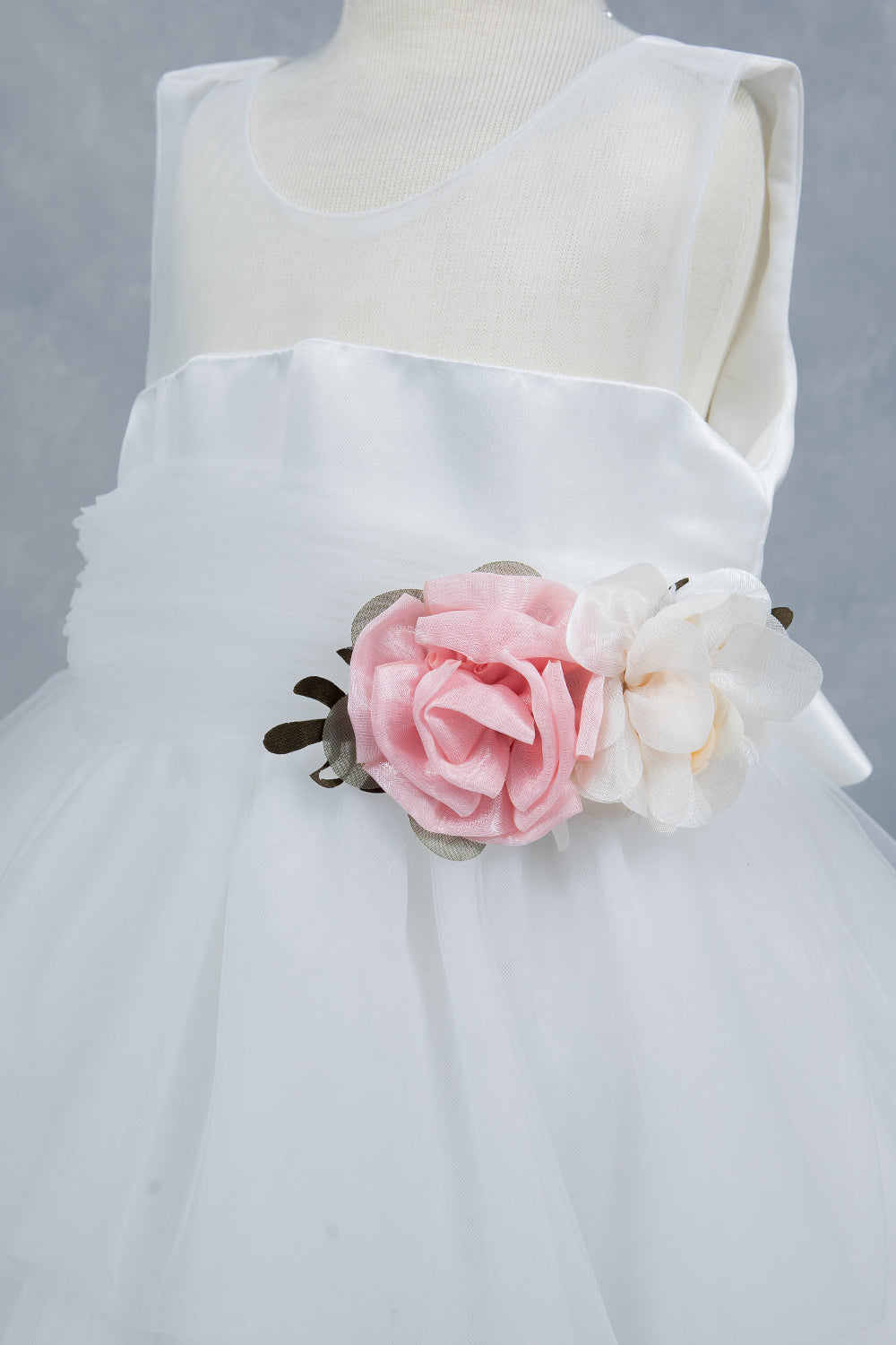 Sleeveless Layered Tulle Round Neck Girl Communion Dress by Cinderella Couture USA AS9175B