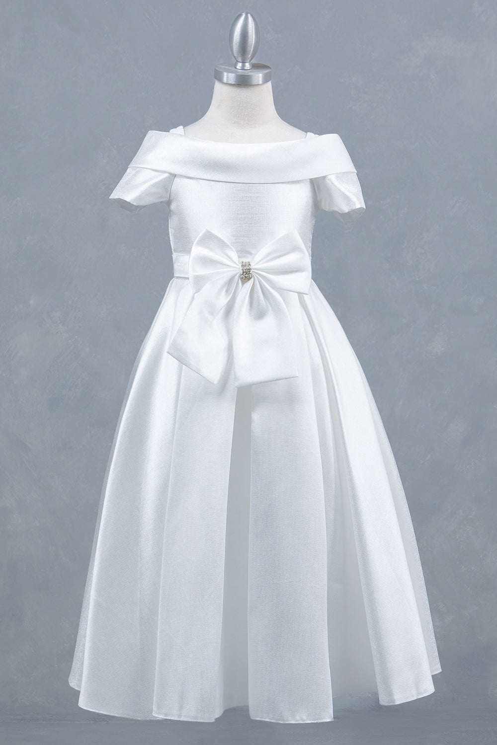 Elegant Classic Off Shoulder Neckline Girl Communion Dress by Cinderella Couture USA AS9177