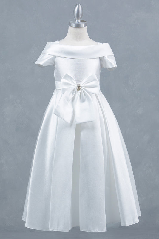 Elegant Classic Off Shoulder Neckline Girl Communion Dress by Cinderella Couture USA AS9177
