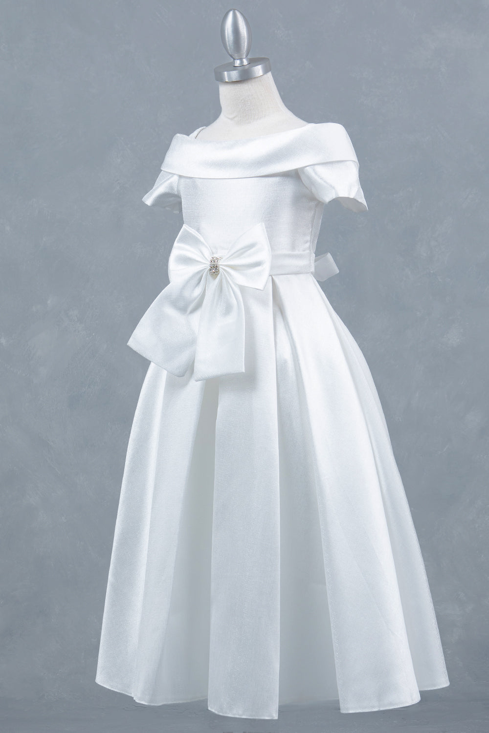 Elegant Classic Off Shoulder Neckline Girl Communion Dress by Cinderella Couture USA AS9177