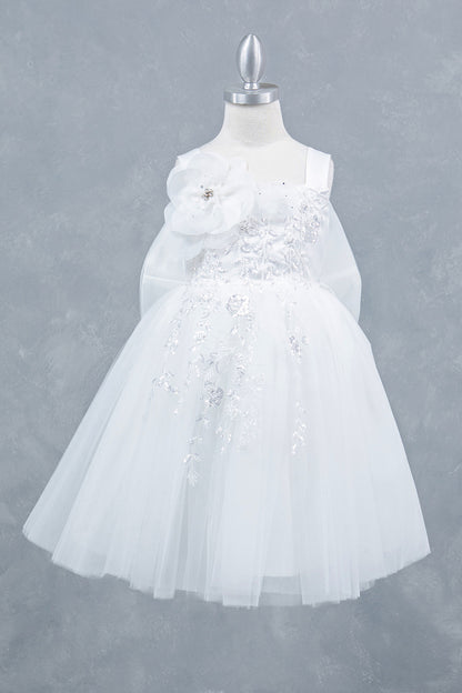 Sequins Layered Tulle A-Line Girl Communion Dress by Cinderella Couture USA AS9178 White / 2