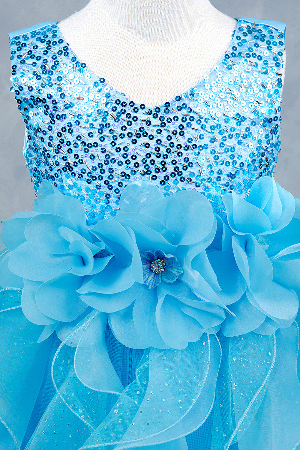 Glitter Sleeveless Ruffled Girl Communion Dress by Cinderella Couture USA AS9179