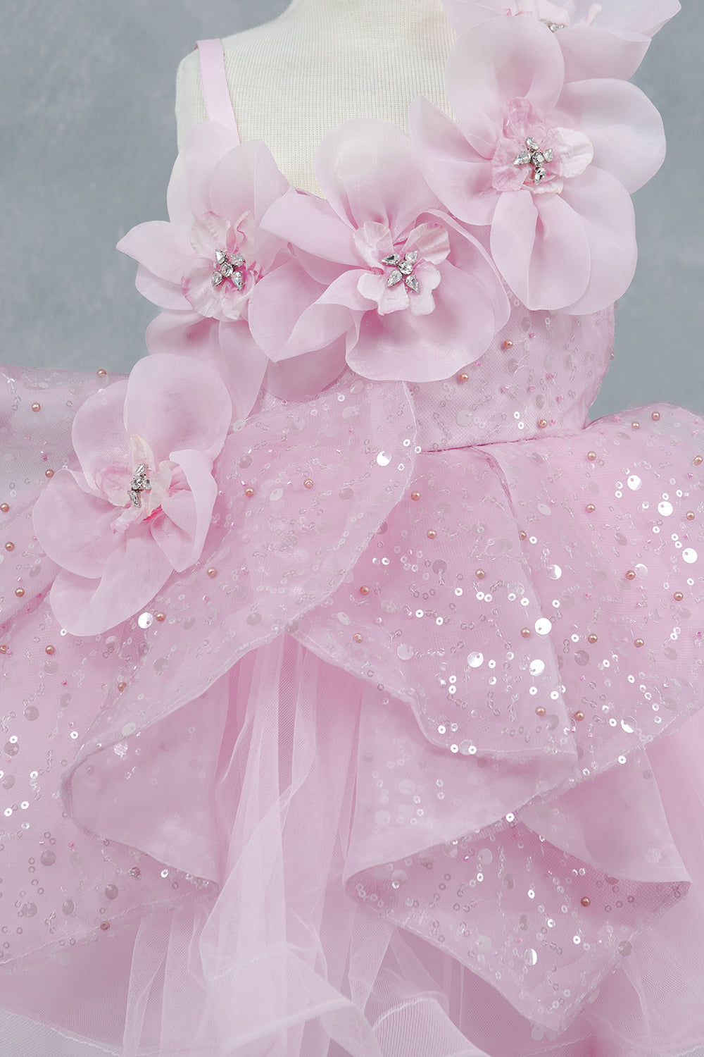 One Shoulder Sparkling Crystal Girl Communion Dress by Cinderella Couture USA AS9181B