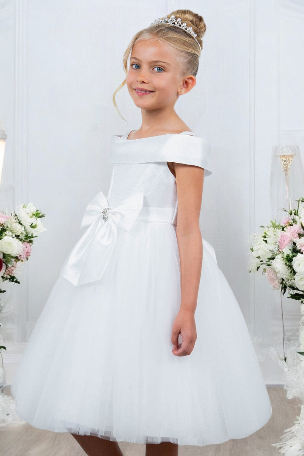 Adorable Off The Shoulder Neckline Girl Communion Dress by Cinderella Couture USA AS9200