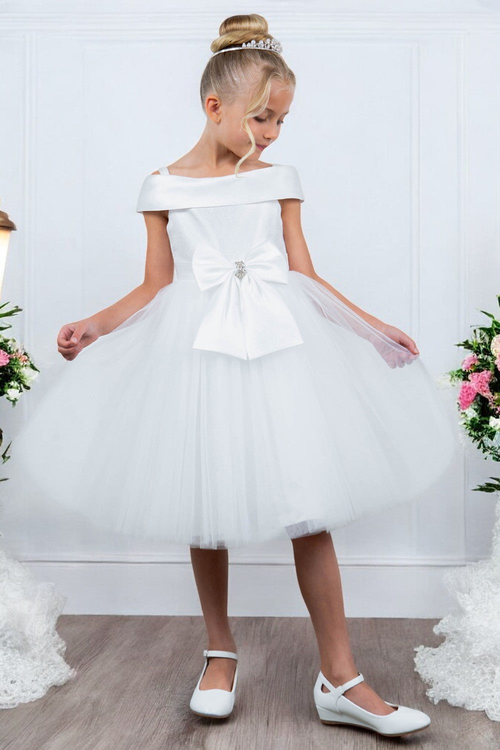 Adorable Off The Shoulder Neckline Girl Communion Dress by Cinderella Couture USA AS9200