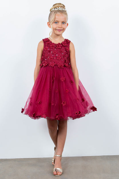 3D Floral Sleeveless Flower Girl Dress by Cinderella Couture USA AS9219