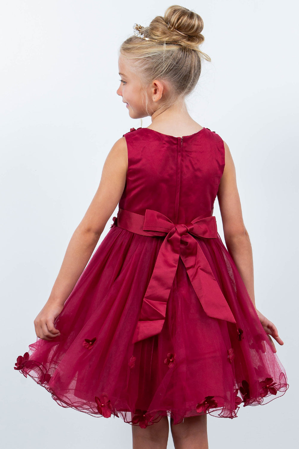 3D Floral Sleeveless Flower Girl Dress by Cinderella Couture USA AS9219