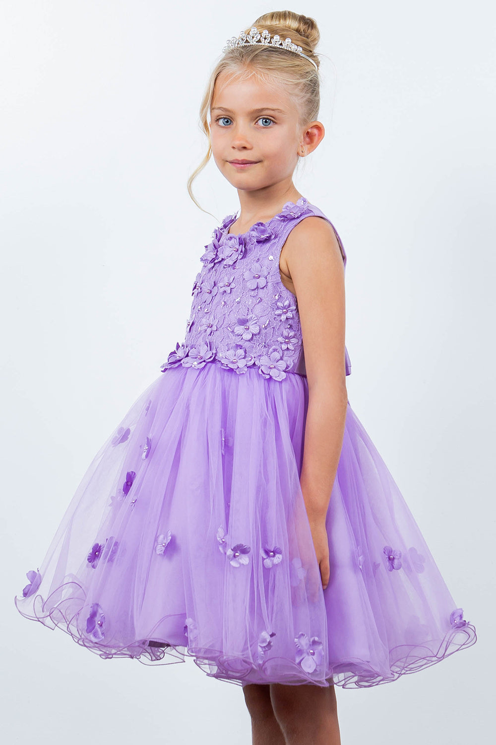 3D Floral Sleeveless Flower Girl Dress by Cinderella Couture USA AS9219