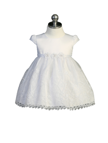 Flower Girl Lace Applique Elegant Baptism Dress by TIPTOP KIDS